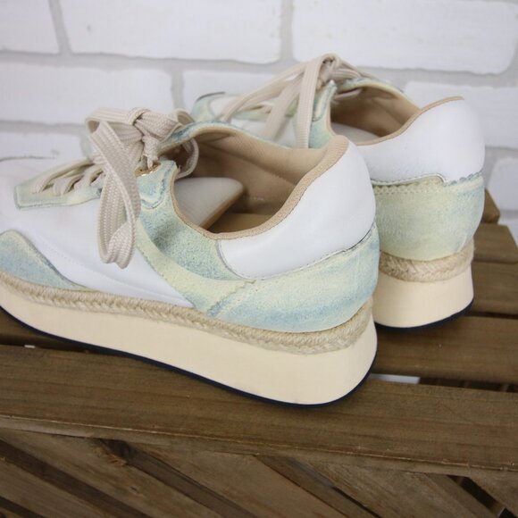 L'Agence Ivone Platform Sneakers Womens 6.5 Vintage Blue Tint Suede Nylon $298 - Picture 5 of 12